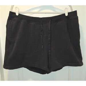 Lululemon Mens Black‎ Sweat Shorts Size XXL Thick Athletic Zip Pockets Casual